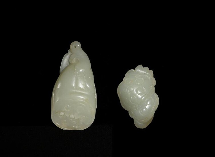 2 Chinese Carved Jade Toggles, 19th Century