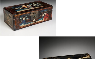 (2) Chinese Export black lacquered boxes