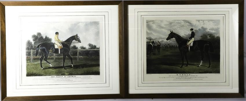 (2) HAND COLORED ENGRAVINGS OF THOROUGHBREDS