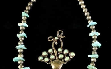 2 Sterling and Turquoise Pieces of Jewelry
