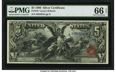 20045: Fr. 270 $5 1896 Silver Certificate PMG Gem Uncir