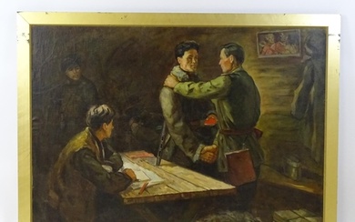20th century, USSR / Russian School, Oil on canvas, A milita...