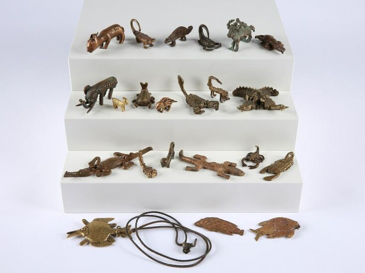 21 Asante Goldweights and a Pendant, Animals