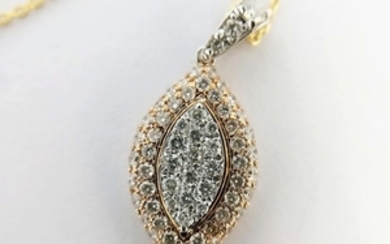 18 kt. Bicolour - Necklace with pendant - 1.17 ct Diamond