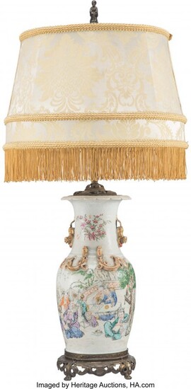 25145: A Chinese Porcelain Vase Mounted as a Lamp 30 x