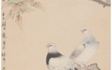 28045: Chinese School (20th Century) Doves on a Rocky O
