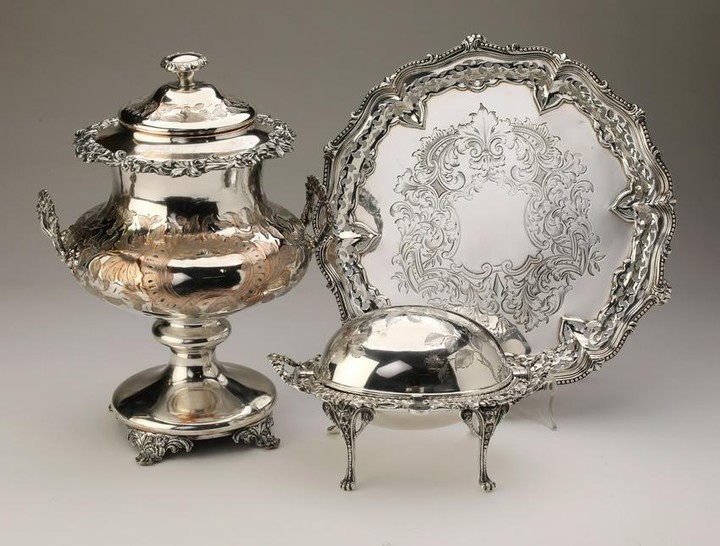 (3) Aesthetic Movement silver plate table articles