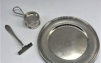 [3] Assorted Silver - Sterling Jigger, Dish & Crummer