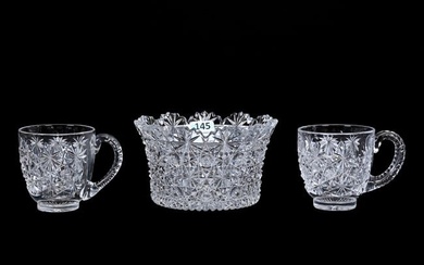 (3) Russian Pattern Items, American Brilliant Cut Glass