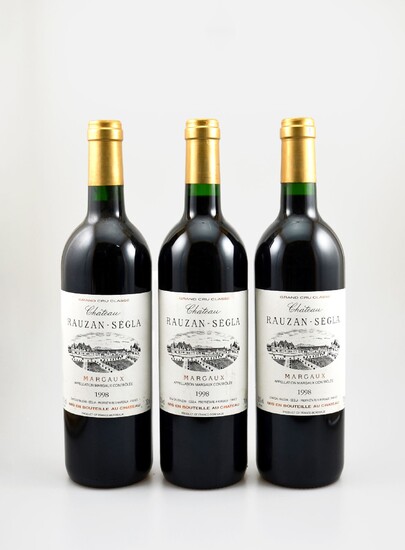 3 bottles of 1998 Chateau Rauzan-Segla, Margaux,...