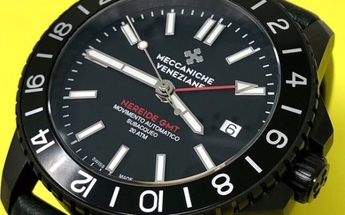 Meccaniche Veneziane - Automatic Watch Nereide GMT 2.0 with Extra Rubber Strap - Ardesia PVD - Men - BRAND NEW