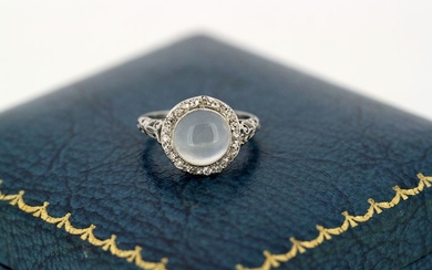 18 kt. White gold - Ring Moonstone - Diamonds