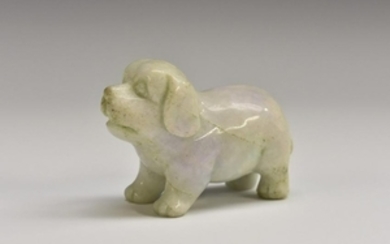 A 19th century hardstone carving, of a dog, possibly
