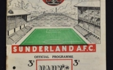1952 53 SUNDERLAND V MANCHESTER UNITED DIVISION 1 FOOTBALL PROGRAMME DATED WEDNESDAY 18 FEBRUARY 1953 HAS STAIN TO BACK PAGES NO WRITING
