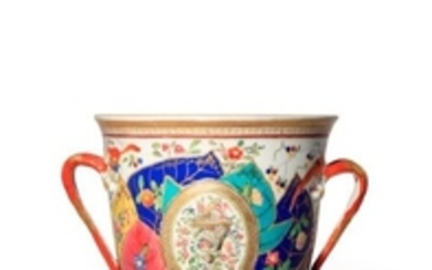 A LARGE CHINESE LATER DECORATED TWO HANDLED CUP LA…