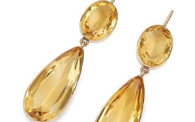 ANTIQUE CITRINE EARRINGS set with pear and oval cut