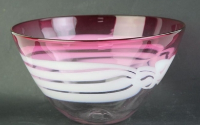 An Art Glass Bowl Signed to Base Richard Morrell ( Dia 26cm)