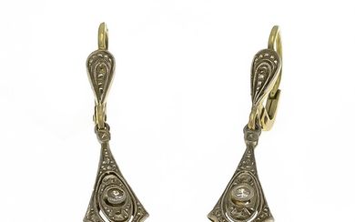 Art Déco Old Cut Diamond Earrings GG / WG 585/000, each