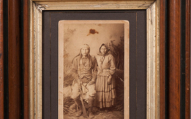 Cabinet Card Photograph of an Apache Man and Woman