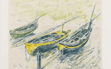Claude Monet (1840-1926) and George Thornley (1857-1935) Trois Barques sur la Grève (Lugt 225d)