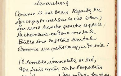 COCTEAU, Jean (1889-1963). Les Archers de Saint Sebastien. Manuscrit autographe signé. (c. 1910)