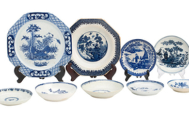 A collection of blue and white English porcelain
