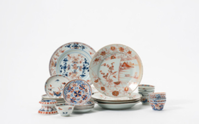 A collection of Chinese Imari and iron-red decorated porcelain