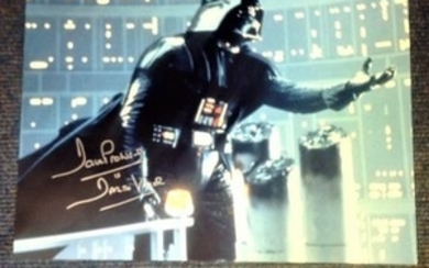 Dave Prowse signed 16x12 colour Darth Vadar photo. Good Condition. All signed pieces come with a Certificate of Authenticity.......