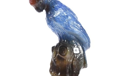 Figural Parrot Lamp Shade, Tiffin Glass