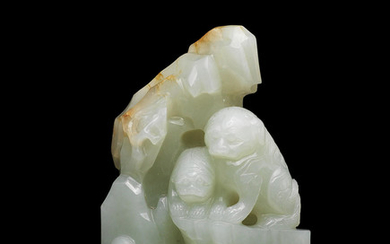 A fine and rare white jade 'Buddhist lions' boulder