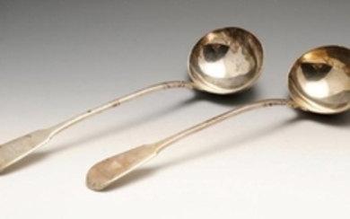 A pair of George IV silver soup ladles, in Fiddle