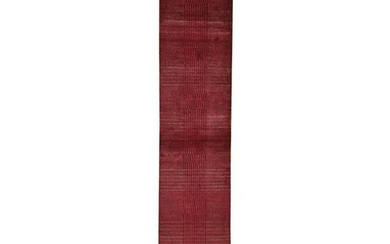 Hand-Knotted Wool and Silk Tone-on-Tone Red Nepali