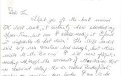 Harold Riding 617 sqn 4 page hand written letter to 617 Sqn historian Jim Shortland. Includes detailed references to a bombing...