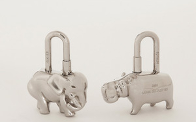 HERMS PARIS Elephant padlock in palladium metal 120-150 Sold for...