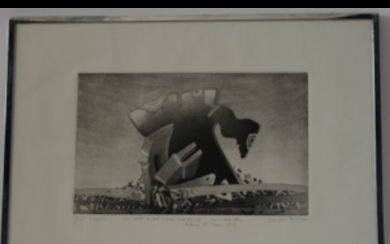Pozzi Giancarlo ( Castellanza 1938 ) , "Il gigante" 1972, acquaforte e acquatinta (battuta cm 19,5x31,8; foglio cm 34x50)numerata 27/30, dedicata, firmata e datata in basso a...