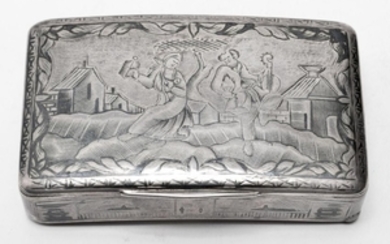 Judaica Russian Silver Niello Tobacco Box, 19th C.