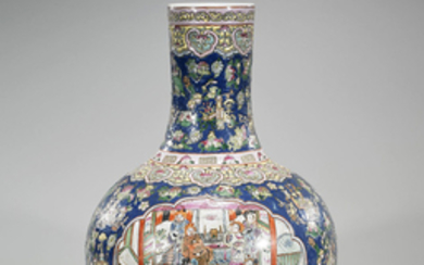 Large Chinese Enameled Porcelain Bottle Vase