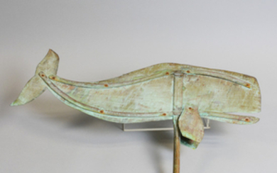 Patinated Sheet Copper Sperm Whale Weathervane