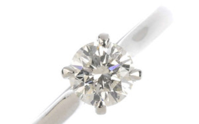 A platinum diamond single-stone ring. View more details