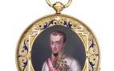 A pocket watch with enamelled portrait of Emperor Ferdinand I of Austria
