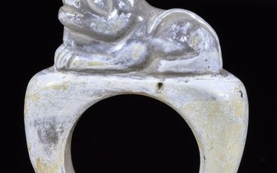 RARE SASSANIAN ROCK CRYSTAL RING WITH LION