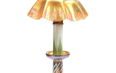 Tiffany Art Glass Complete Candle Lamp