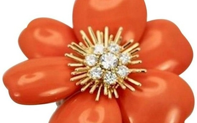 Van Cleef & Arpels Diamond Coral Rose de Noel Coral
