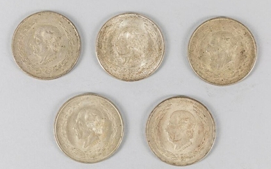 5 Mexicanos Silver Coins, Pesos