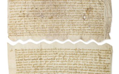 KENT – 15th century. Two documents on vellum, the matching original and counterpart of an indenture, a lease by Thomas atte Crouche of a property in Dover, recorded at Dover, 16 March 1421/2.