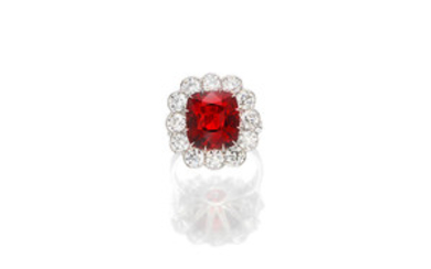 A Spinel and Diamond Ring