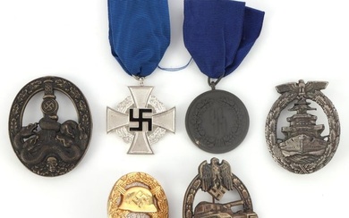 6 WWII GERMAN REICH PANZER & KRIEGSMARINE BADGES