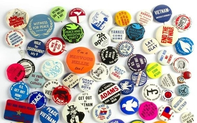 60 Vintage Vietnam War Peace Protest Buttons