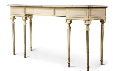 A George III cream and blue painted pier table, by François Hervé, circa 1790