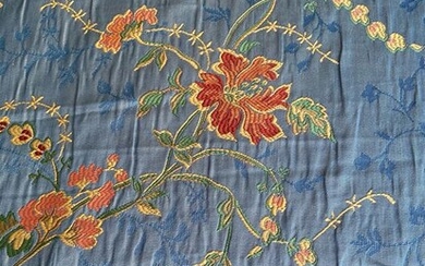 620 x 140 cm San leucio blue hydrangea damask fabric - Cotton, Resin/Polyester - Second half 20th century